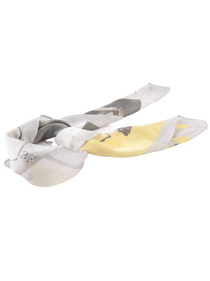 PORTRAIT SILKY SCARF/TOP-SILVERYELLOW