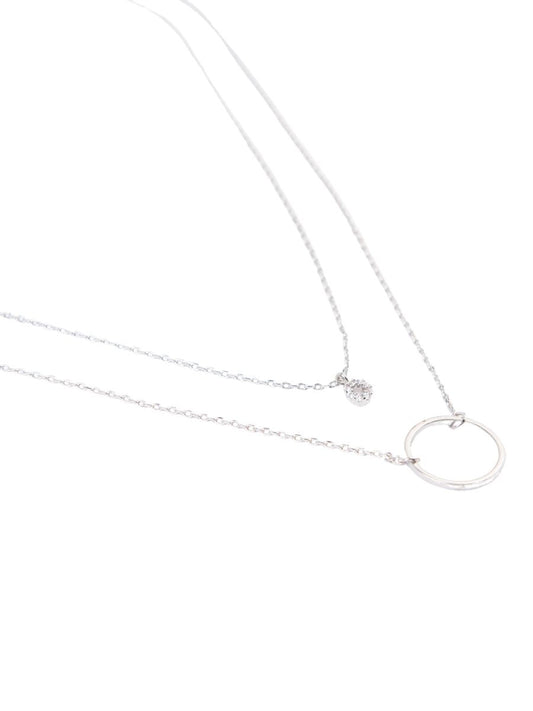 WHITE GOLD DIPPED CIRCLE LAYERING NECKLACE