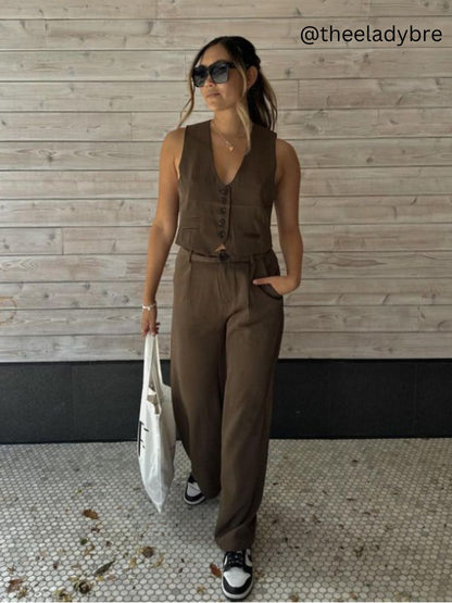 CLASSIC VEST SUIT SET-EARTH MUD