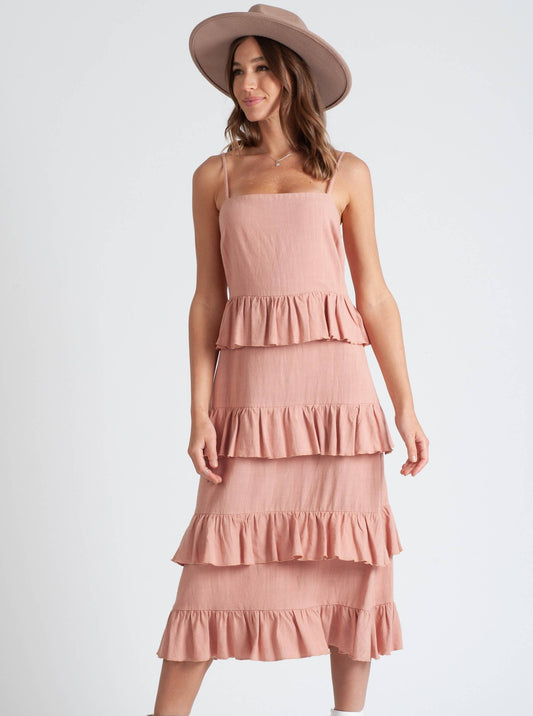 THEO RUFFLE DRESS-BALLET PINK