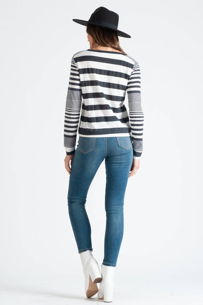 MAURA MIXED STRIPES TOP-STRIPES