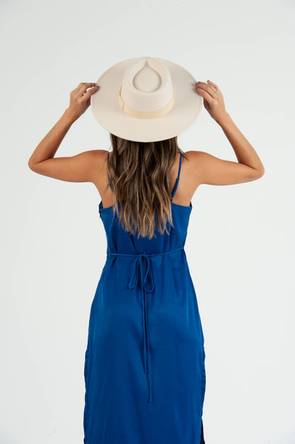 Sierra Satin Back Tie Dress - ROYAL BLUE