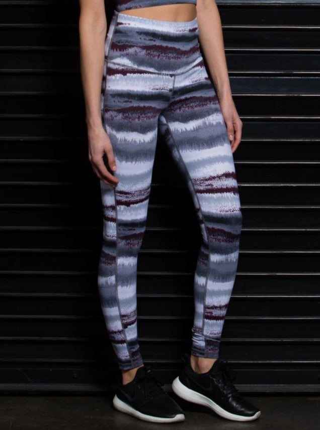 LULULEMON Women Gray Tie Dye Abstract Patterned Leggings Size 4 