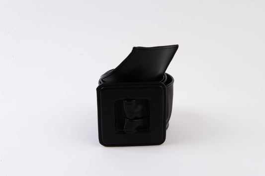 TINA VEGAN SQUARE RING BELT  -BLACK
