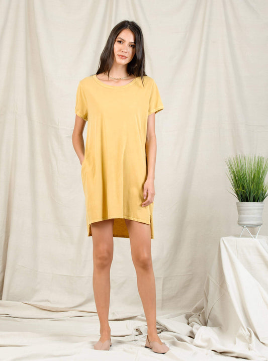 DIANA TEE DRESS-MUSTARD