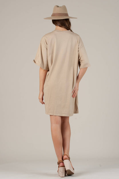 FREEDOM T-SHIRT DRESS-NATURAL