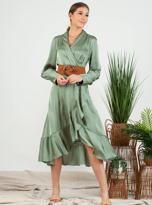 DEEANN WRAP DRESS-GREEN