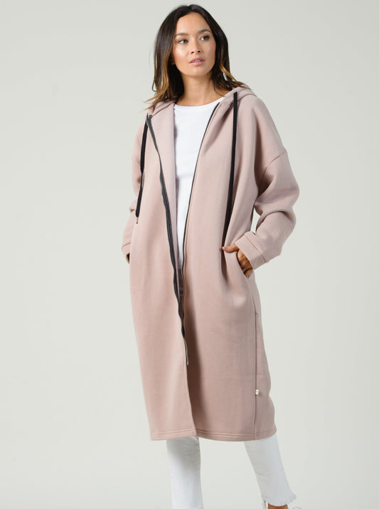 LONG HOODIE ZIP UP-BLUSH