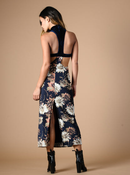 NIGHT TULIP STRAPPY MIDI DRESS