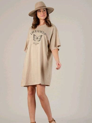 DREAMER T-SHIRT DRESS-NATURAL