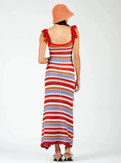 BANDIT CROCHET DRESS-RUST COMBO L