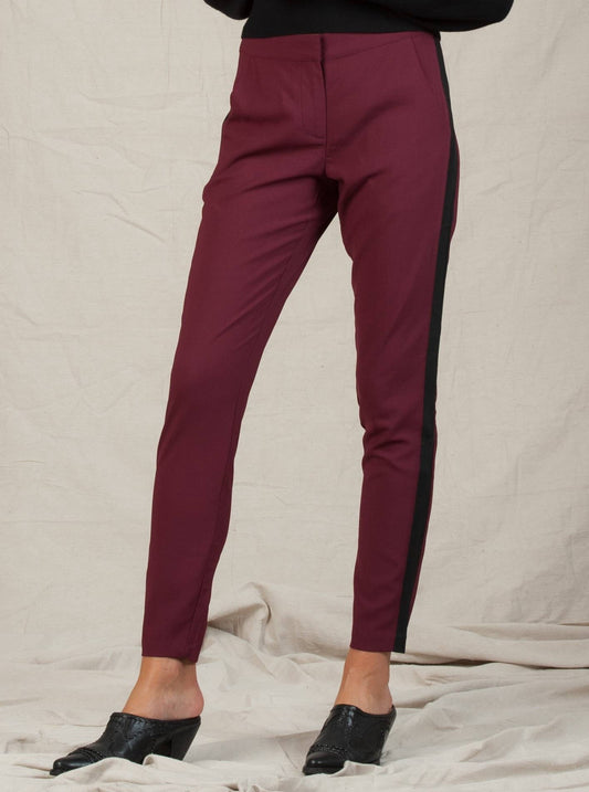 LILA SIDE STRIPE PANT-PLUM