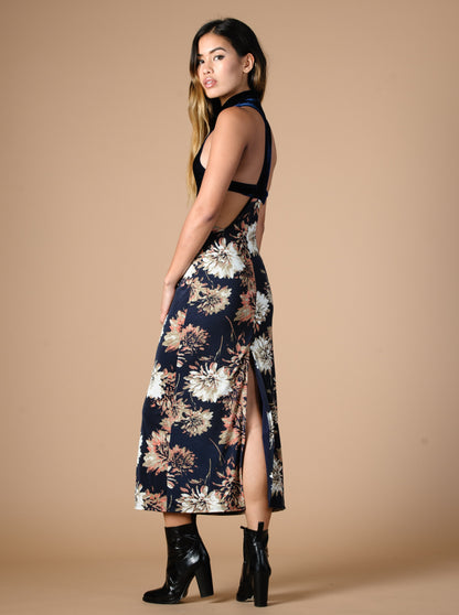 NIGHT TULIP STRAPPY MIDI DRESS