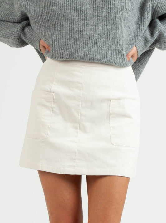 REMI MINI CORDOUROY SKIRT-OFF WHITE