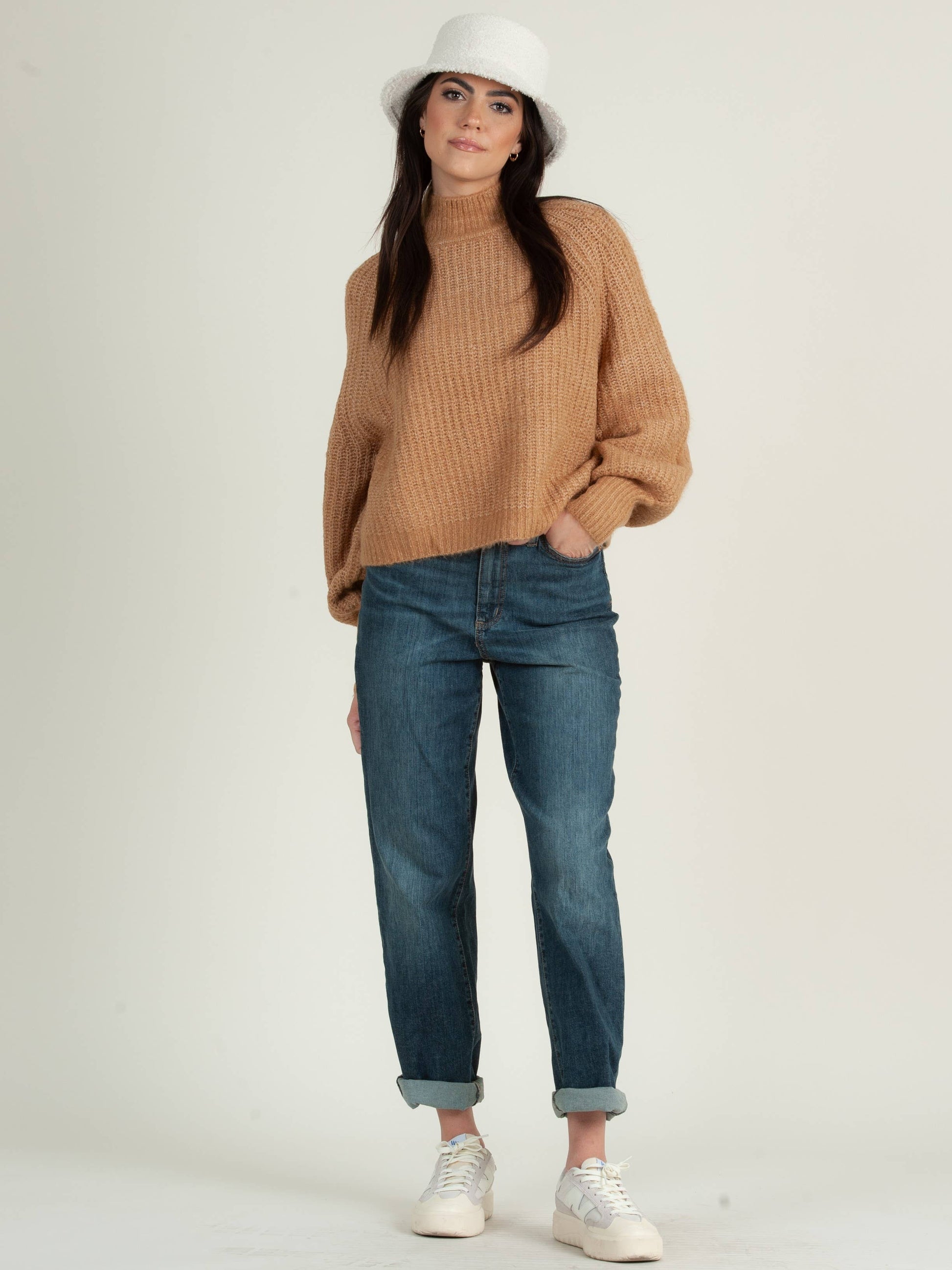 BONNIE MOCK NECK SWEATER-CAMEL – Lucca Couture - Main Image