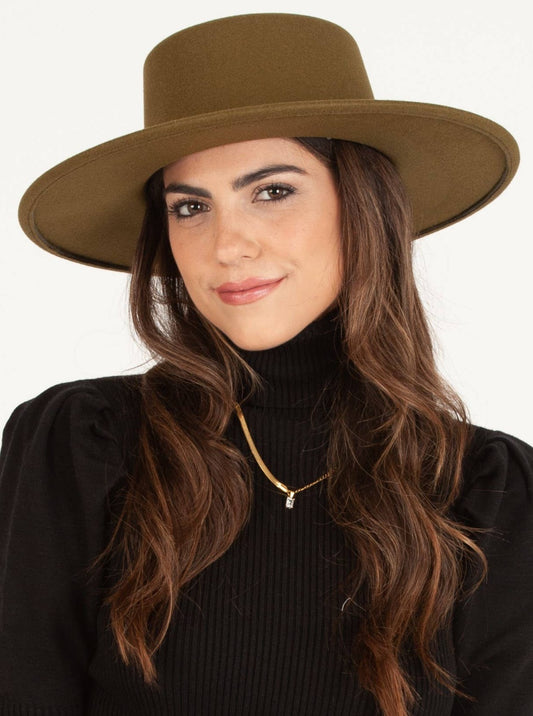 OLIVE BOATER HAT