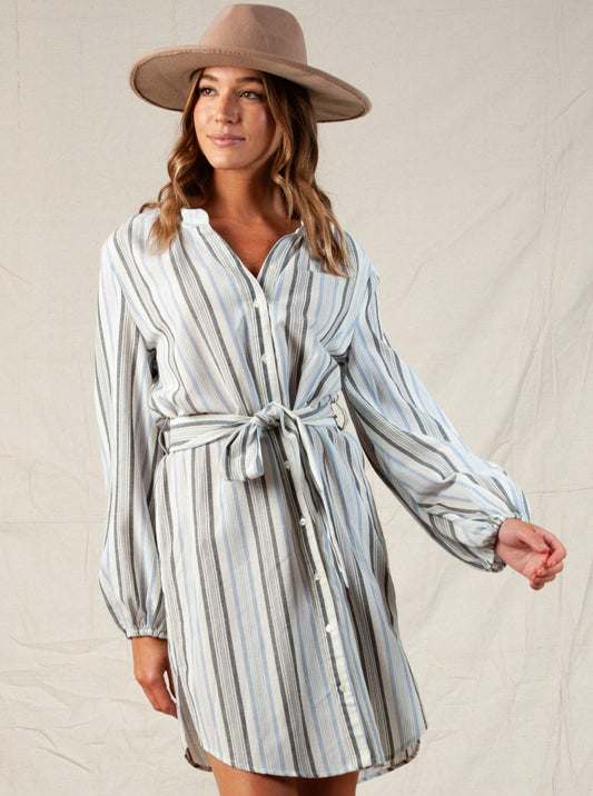 BAILEY SHIRT DRESS-OCEAN STRIPE