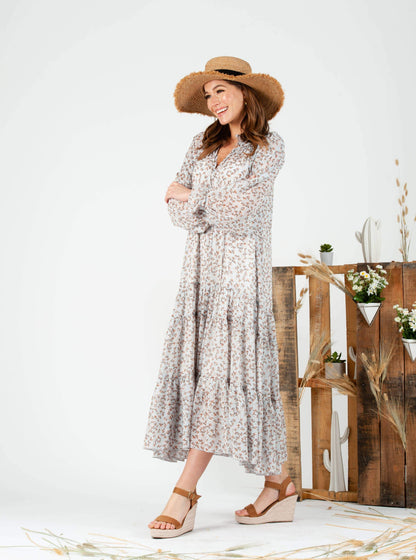 BELLEROSE MAXI DRESS-D BLUE FLORAL