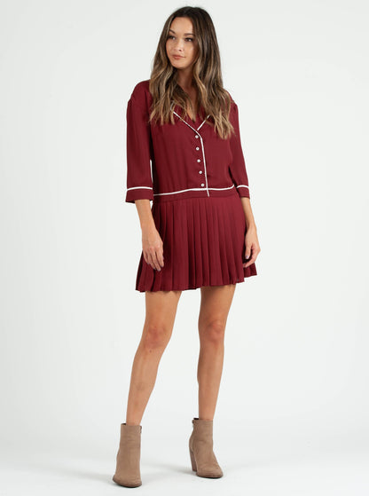 Women's Shirt Dress with Pleated Skirt