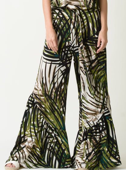 Women's Palm Leaf Printed Wide Leg Pants