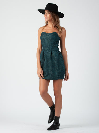 ISLE STRAPLESS DRESS-EMERALD