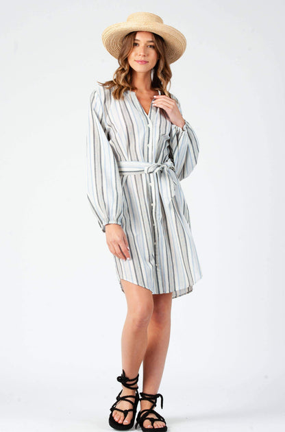 BAILEY SHIRT DRESS-OCEAN STRIPE