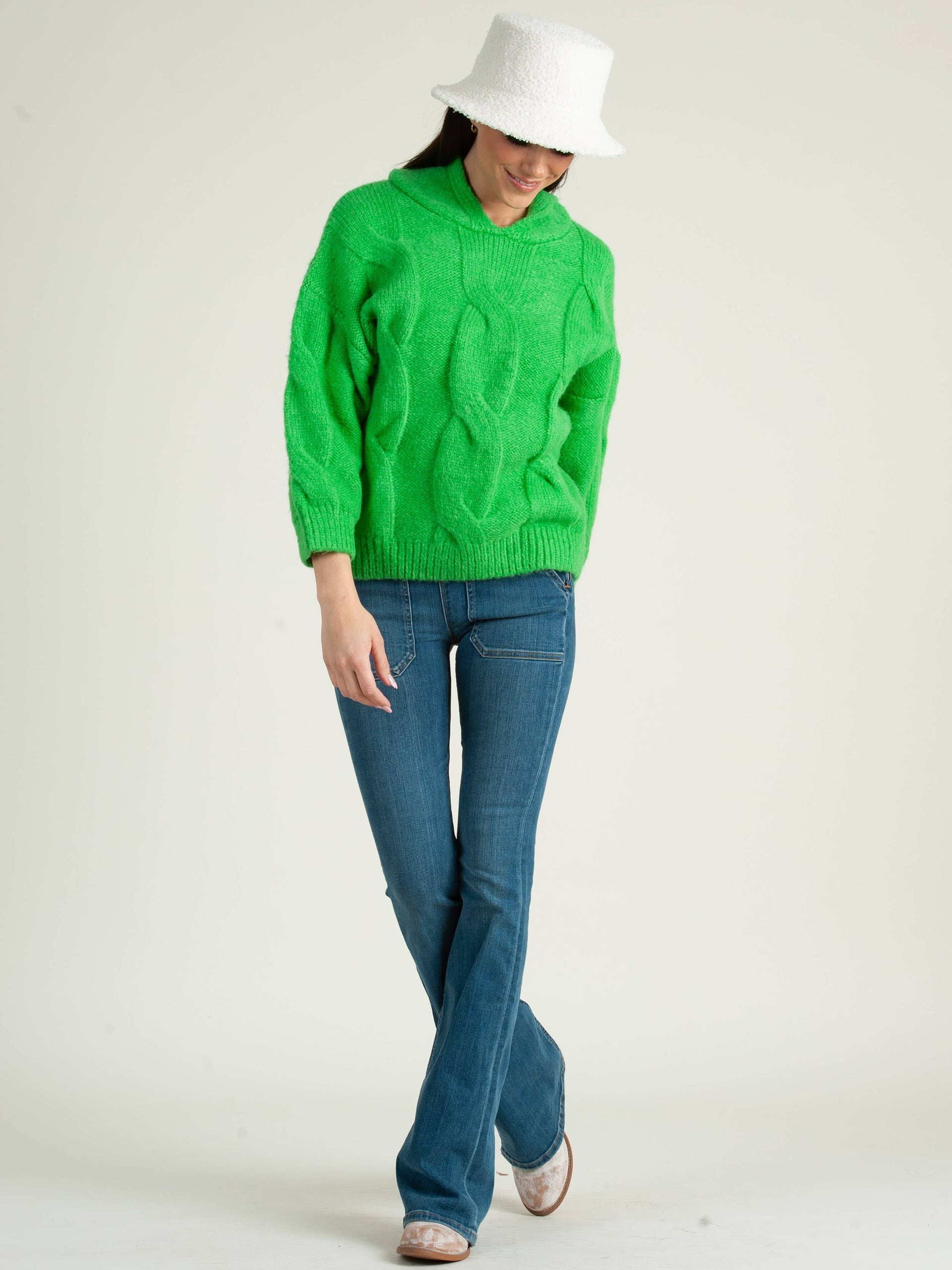 succulent sweater OVERSIZED SOFT Cable KNIT PULLOVER-SUCCULENT S
