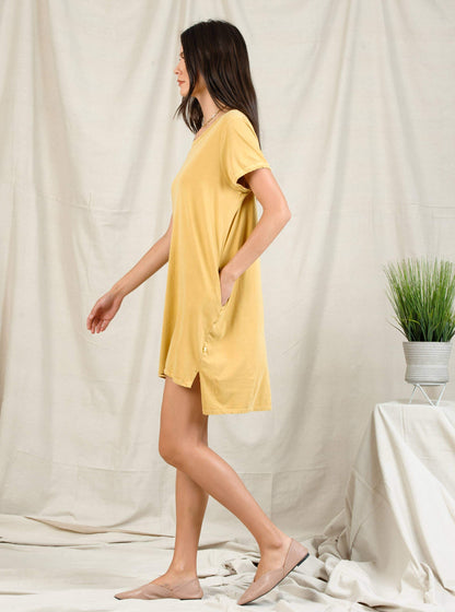 DIANA TEE DRESS-MUSTARD