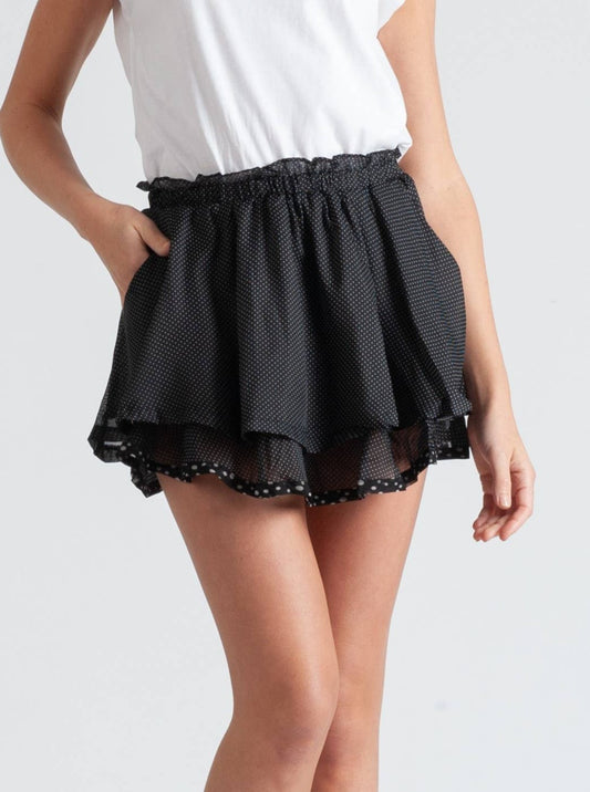 JUSTINE DOUBLE LAYERED SKIRT-BW DOT