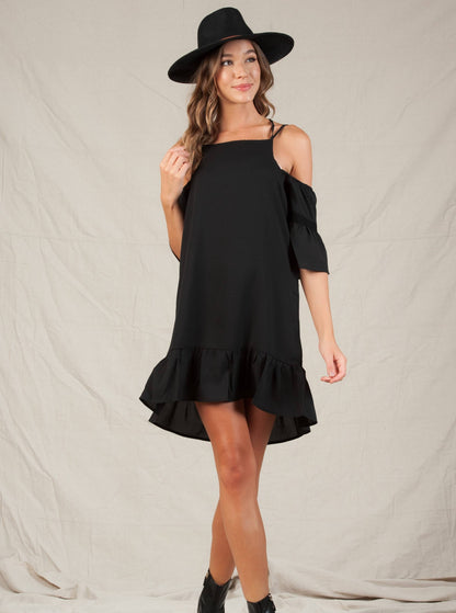 JULES COLD SHOULDER DRESS-BLACK
