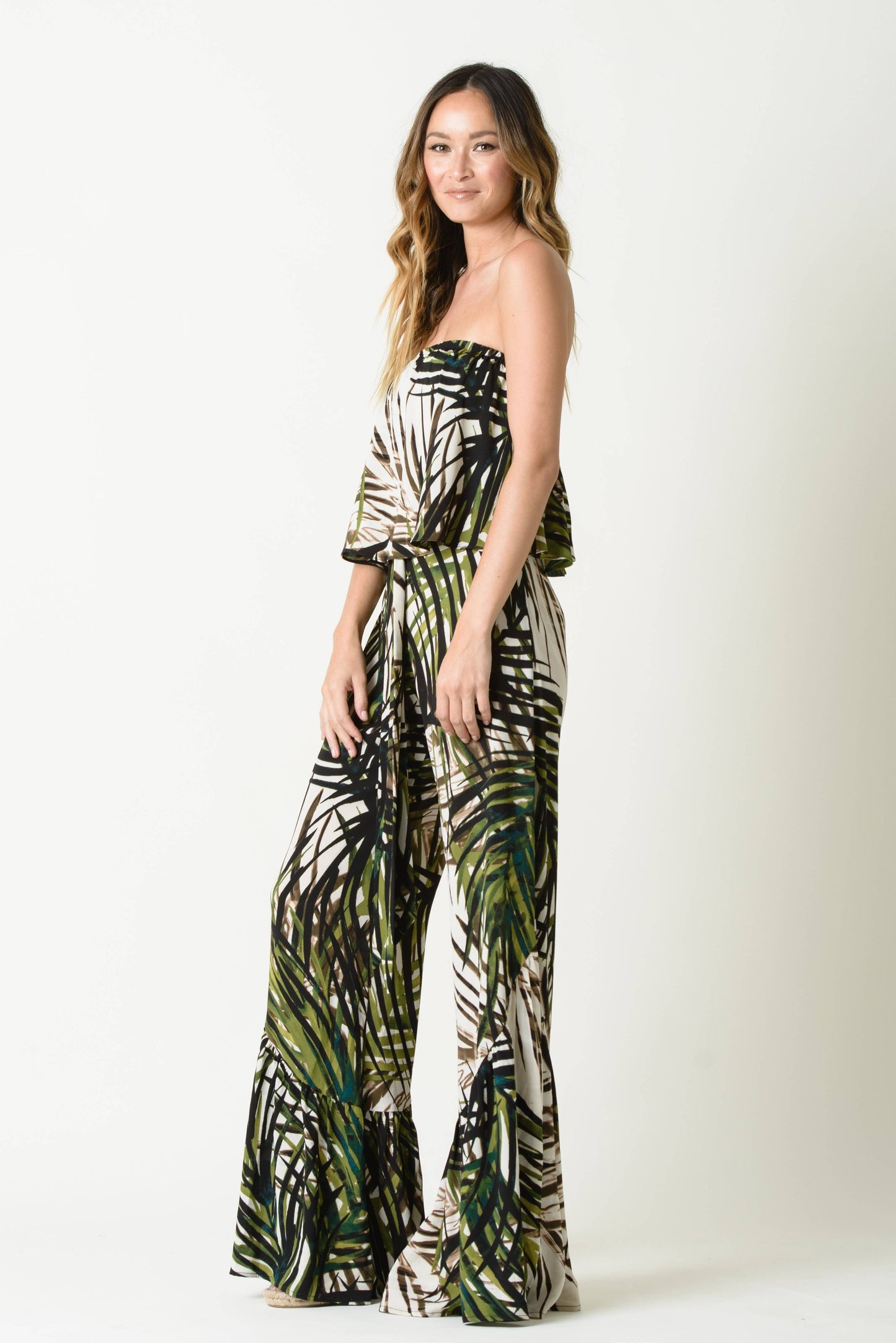 Women's Palm Leaf Printed Wide Leg Pants