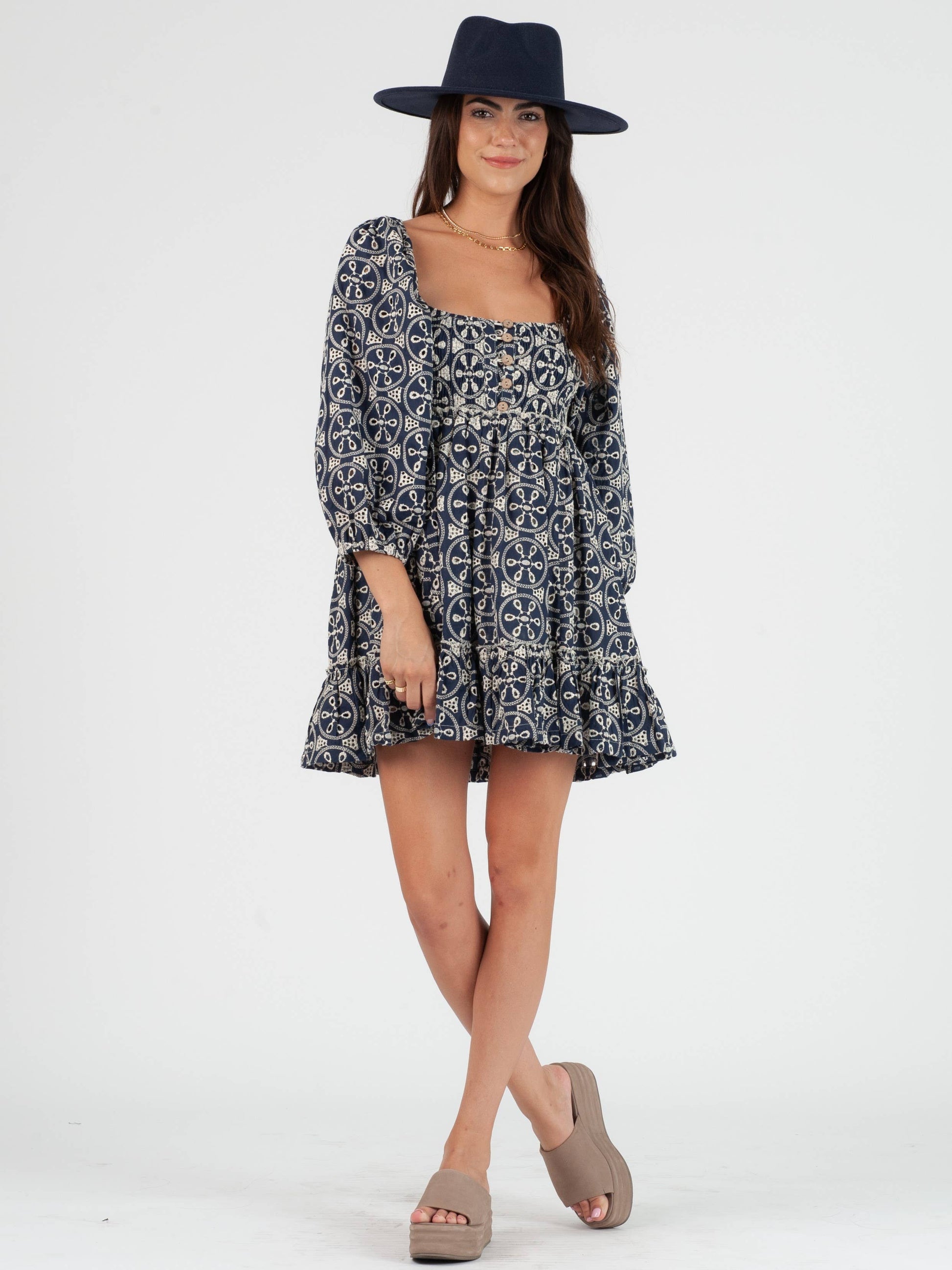 NAVY BABYDOLL DRESS