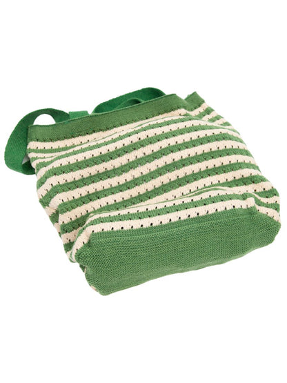 HERITAGE BOHO STRIPES TOTE BAG-GREEN