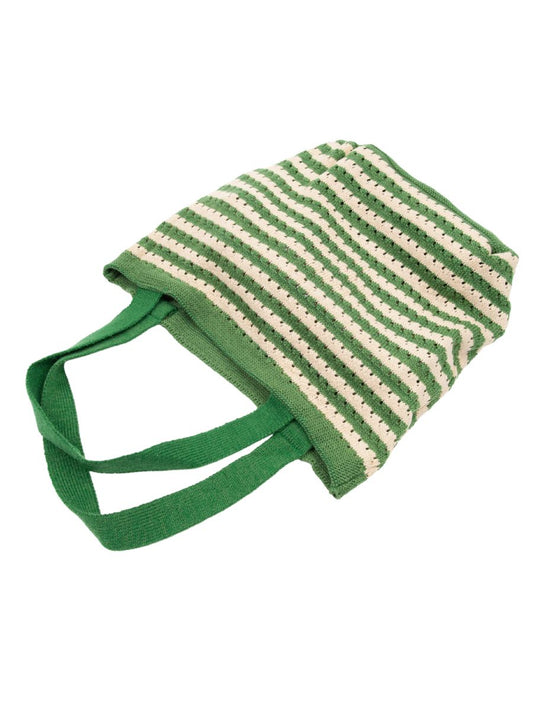 HERITAGE BOHO STRIPES TOTE BAG-GREEN