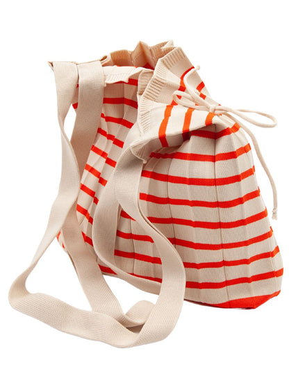ACCORDION KNIT TOTE BAG-RED