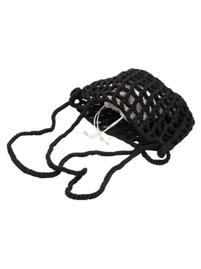 BY THE SEA WOVEN ROPE SHOULDER BAG-BLACK