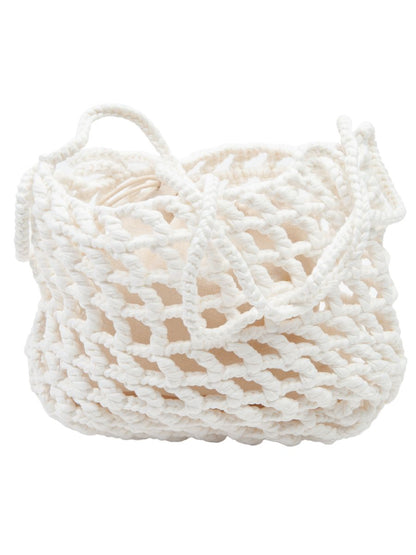 BY THE SEA WOVEN ROPE SHOULDER BAG-WHITE