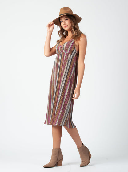 Women's Striped Lurex Midi Dress