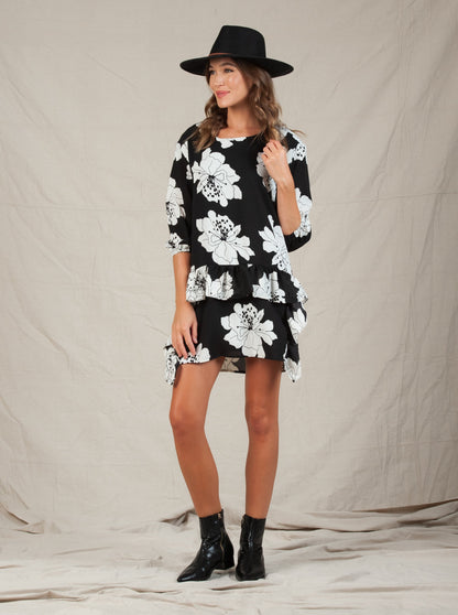 RAVENNA FRONT RUFFLE SHIFT DRESS