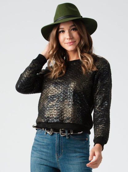 BROOKLYN METALLIC FOIL SWEATSHIRT-COPPER