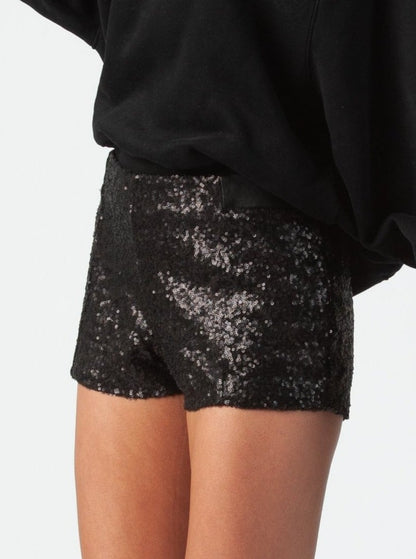 THUMPER SEQUIN SHORTS-BLACK