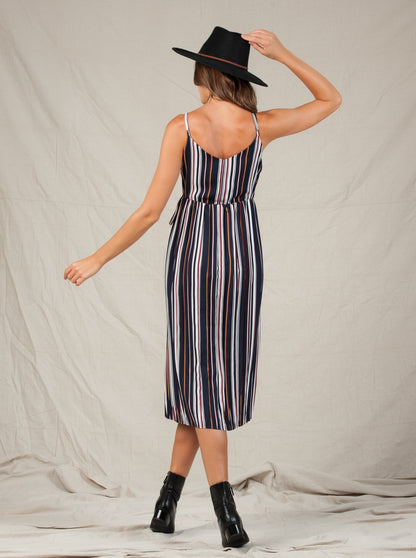 MARLEY PLEATED MIDI DRESS-PRIMARY STRIPE