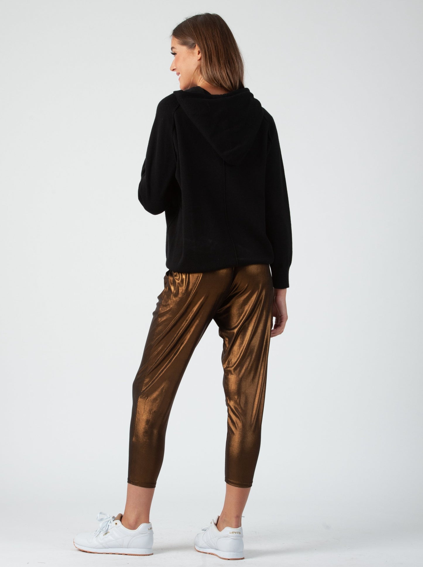 METALLIC HAREM PANTS-COPPER/GUNMETAL