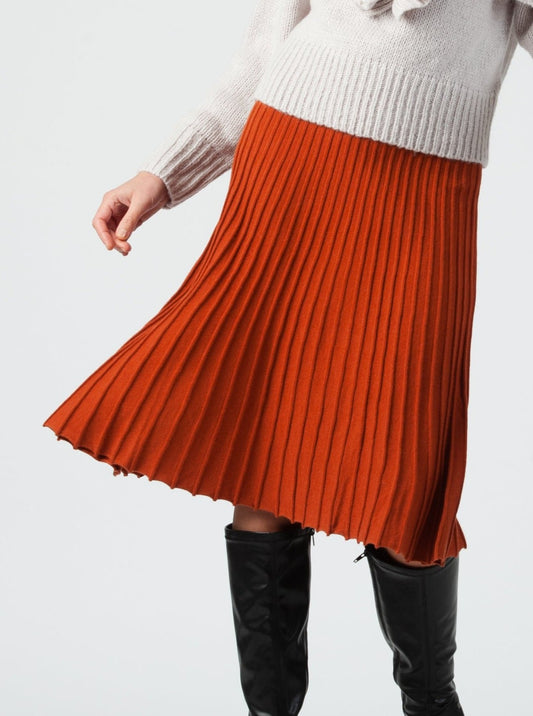 VEE SWEATER MIDI SKIRT-RUST