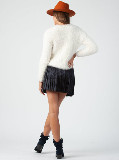 YVETTE PLEATED MINI SKIRT-NAVY