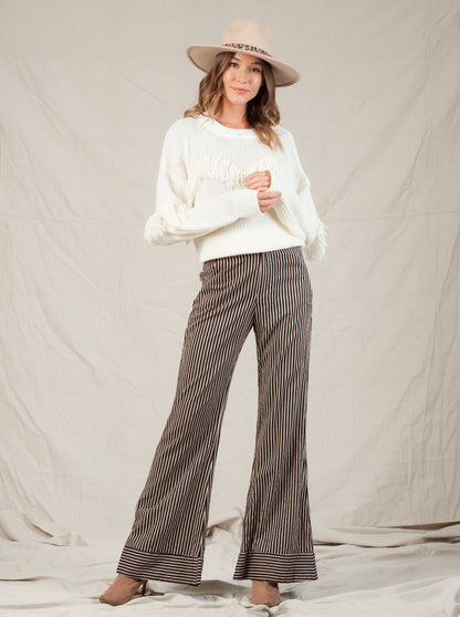 INOA CONTRAST CUFF PANT-BLACK MULTISTRIPE