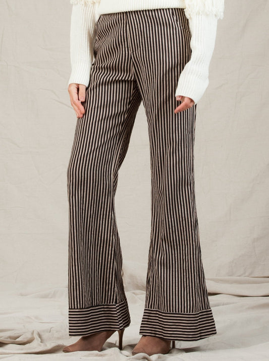 INOA CONTRAST CUFF PANT-BLACK MULTISTRIPE