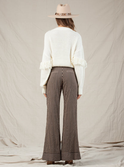 INOA CONTRAST CUFF PANT-BLACK MULTISTRIPE