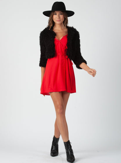 KARLITA COLD SHOULDER DRESS-RED