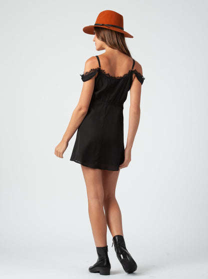KARLITA COLD SHOULDER DRESS-BLACK